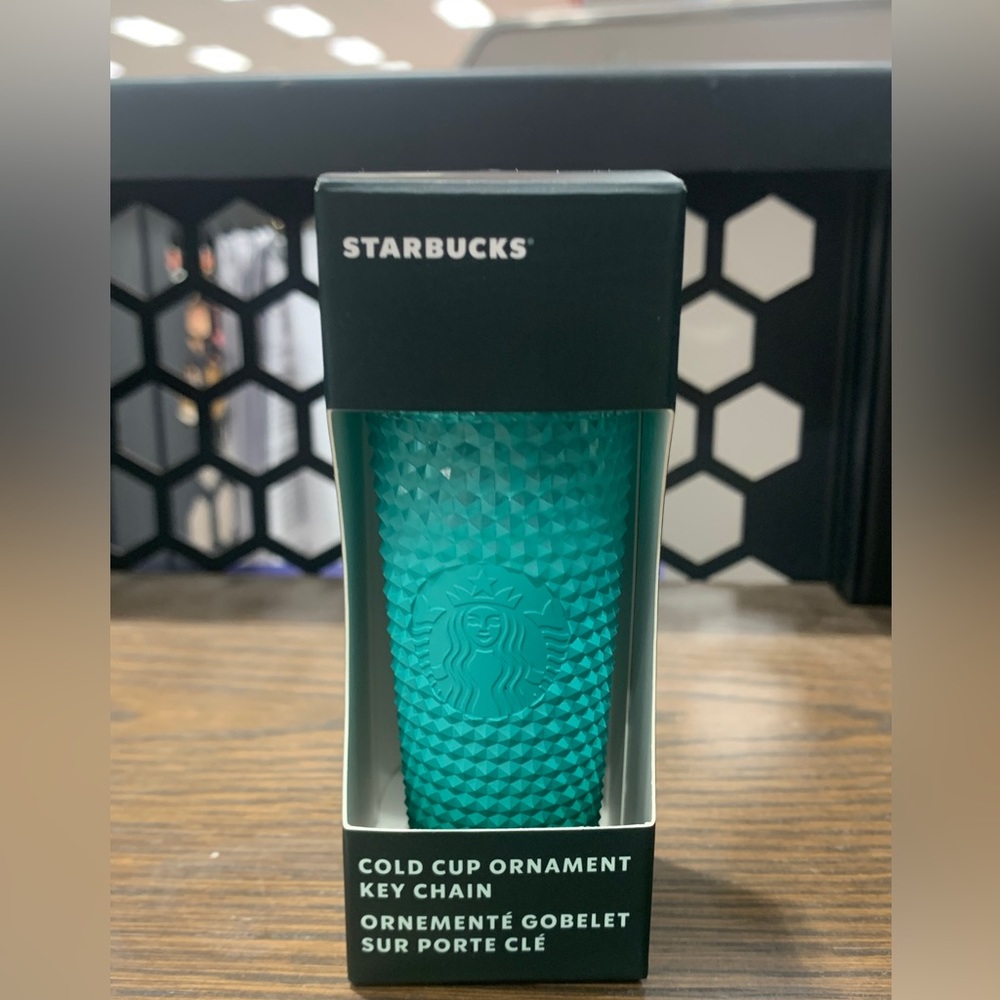 Starbucks Ombre Green Mint Studded Bling Keychain Cup Ornament FOB Holiday 2022